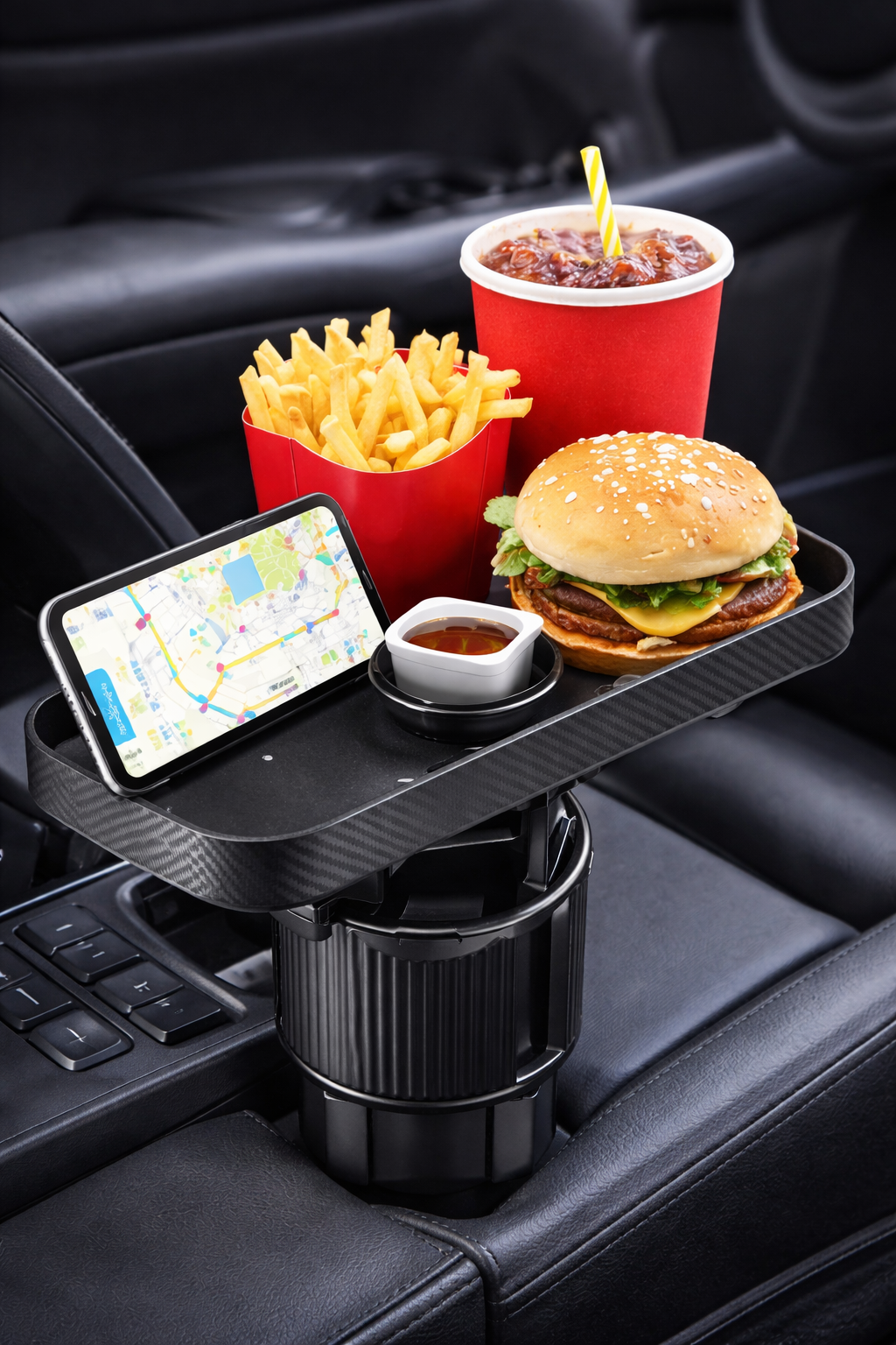 Multi-Purpose Car Cup Holder Food Tray